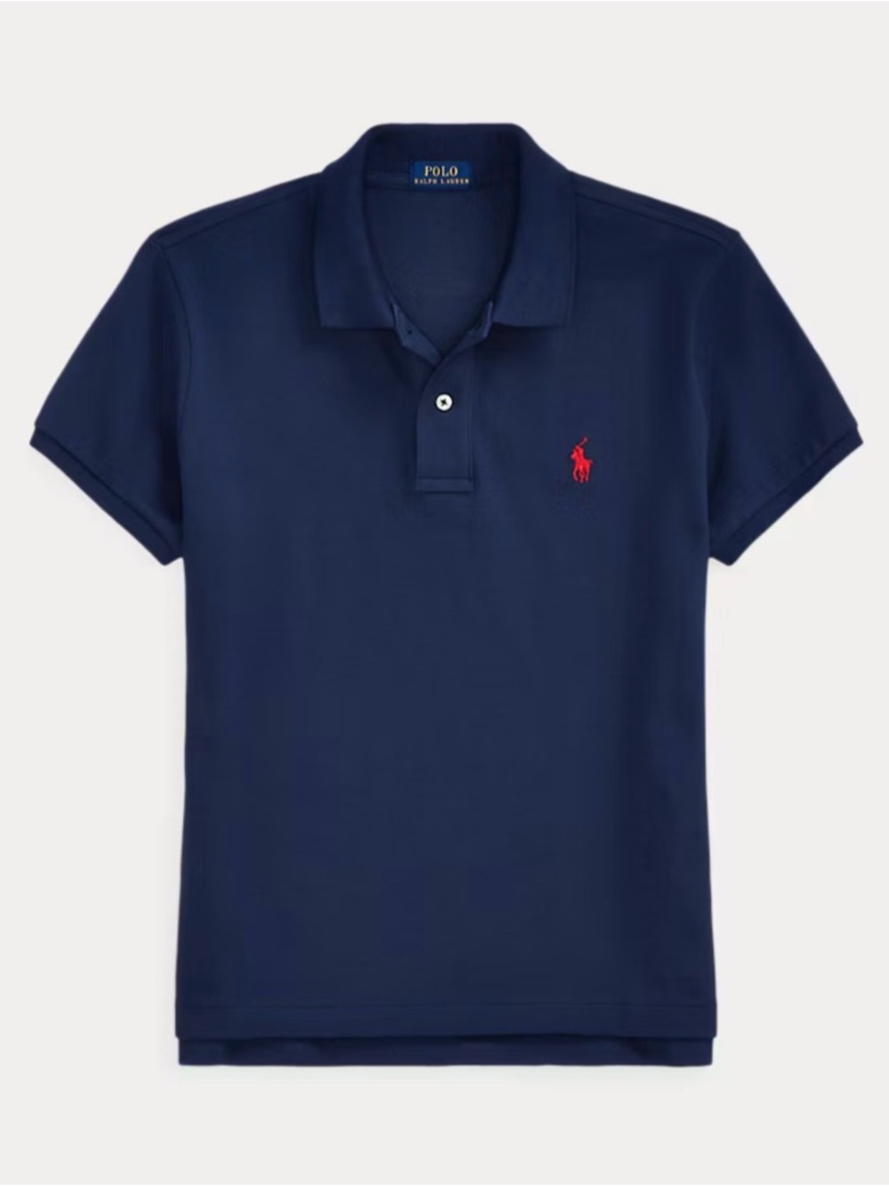 Ralph Lauren Classic Women’s Fitted  Polo Shirt in Navy with Red Logo Sz LG